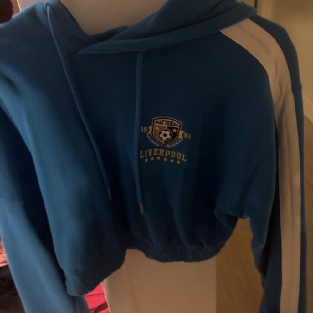 blue cropped hoddie